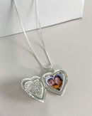 Colar Relicário Coração Vazado + Foto Personalizada - Prata - Áurea Acessórios