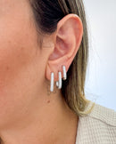 Trio de Argolas Quadrado Cravejado 2 - Semijoia Folheada em Prata