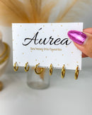 Trio de Argolas Lisas - Semijoia Folheada a Ouro 18k