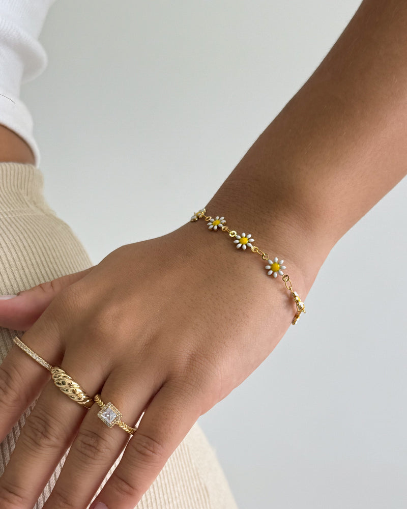 Pulseira Margaridas - Semijoia Folheada a Ouro 18k