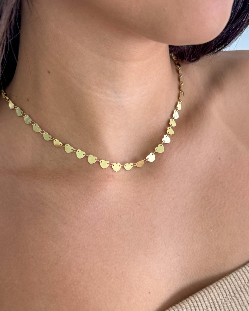 Colar Choker Coração Chapinha - Semijoia Folheada a Ouro 18k