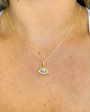 Colar Pingente Olho Grego Cravejado - Semijoia Folheada a Ouro 18k