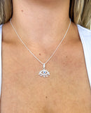 Colar Pingente Olho Grego Cravejado - Semijoia Folheada a Prata