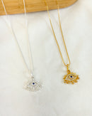 Colar Pingente Olho Grego Cravejado - Semijoia Folheada a Ouro 18k