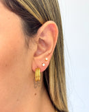 Meia Argola Três Fileiras - Aço Inoxidável Ouro 18k