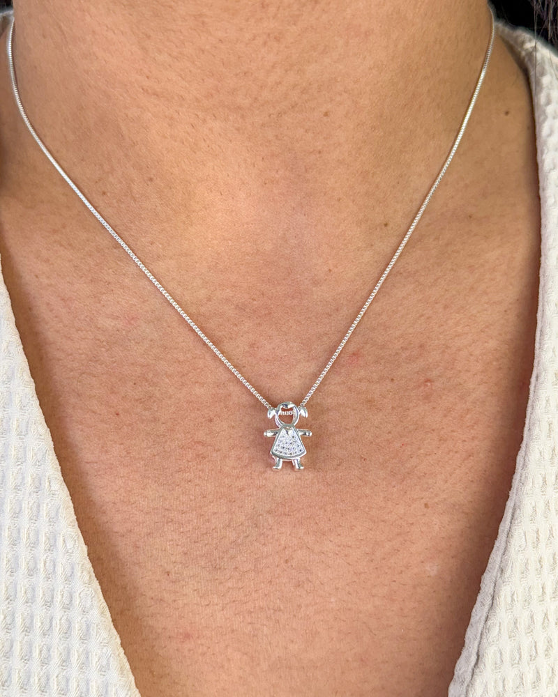 Colar Pingente Filha Passante - Semijoia Banhado a Prata