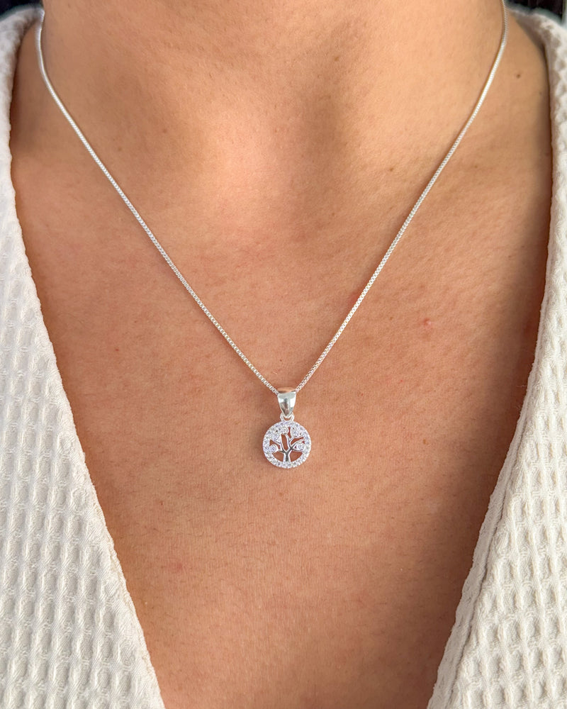 Colar Pingente Árvore da Vida - Semijoia Banhado a Prata