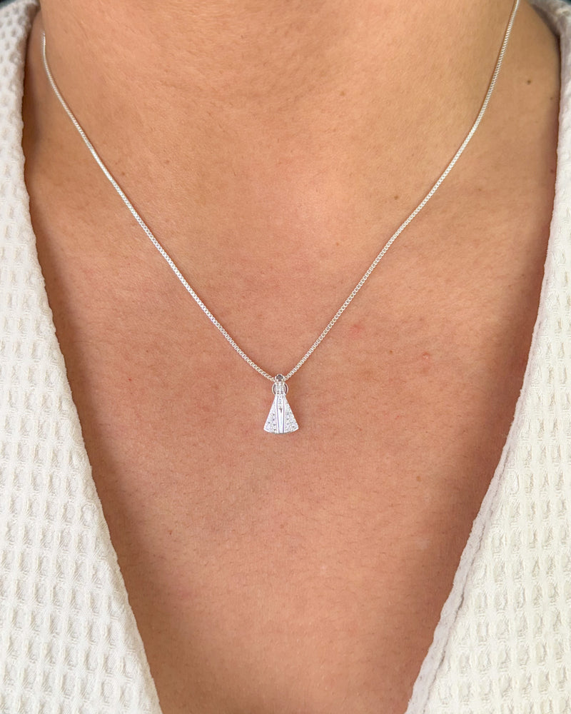 Colar Pingente Nossa Senhora - Semijoia Banhado a Prata