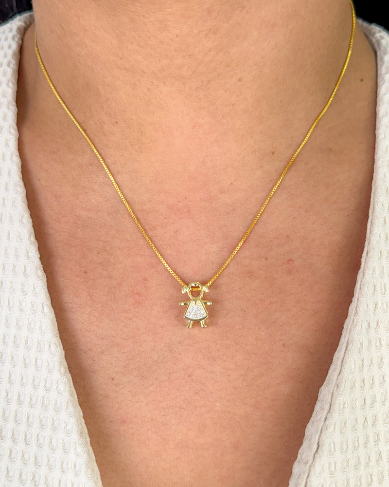 Colar Pingente Filha Passante - Semijoia Banhado em Ouro 18k