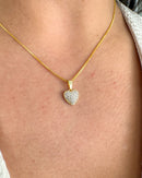 Colar Pingente Coração Cravejado - Semijoia Banhado em Ouro 18k