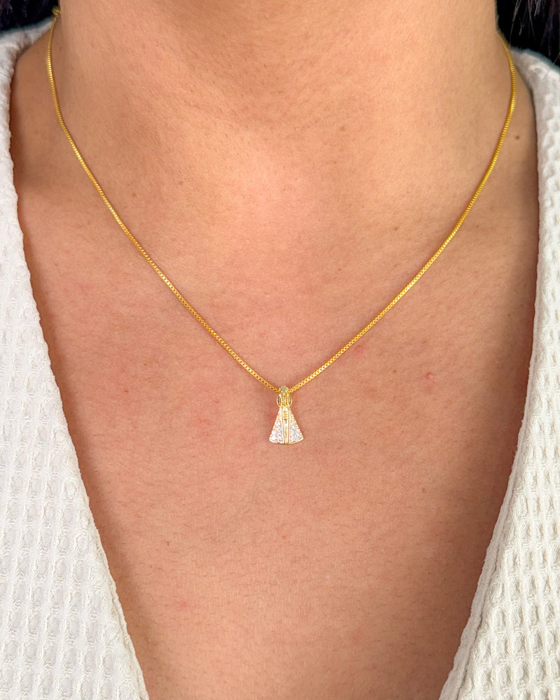 Colar Pingente Nossa Senhora - Semijoia Banhado em Ouro 18k