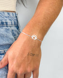 Pulseira Regulável Patinha - Semijoia Banhado a Prata