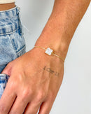 Pulseira Regulável Zircônia Quadrada - Semijoia Banhado em Ouro 18k