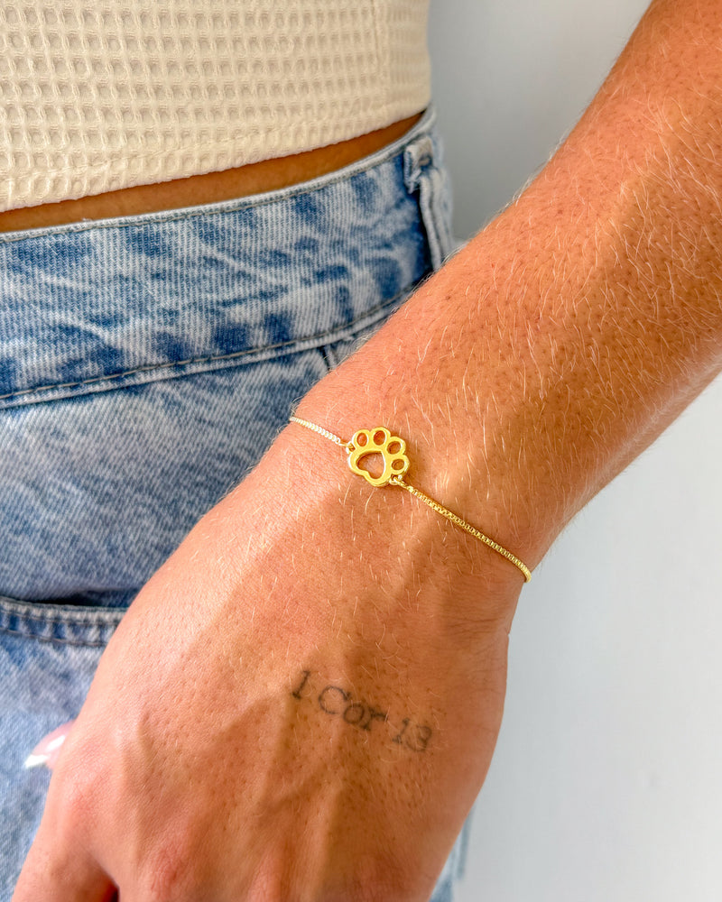 Pulseira Regulável Patinha - Semijoia Banhado em Ouro 18k