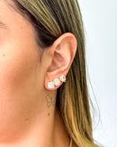 Trio de Brincos Glow Cravejado - Semijoia Folheada a Ouro 18k