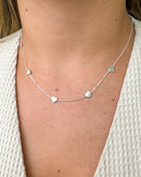 Colar Corações Fixos - Semijoia Banhado a Prata