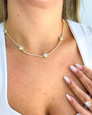 Colar Riviera com Corações Zircônia - Semijoia Folheada a Ouro 18k