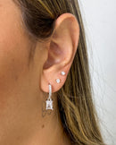 Argola com Pingente Zircônia Quadrada - Prata - Áurea Acessórios