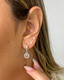 Argola com Pingente Rosa dos Ventos Cravejado - Prata - Áurea Acessórios