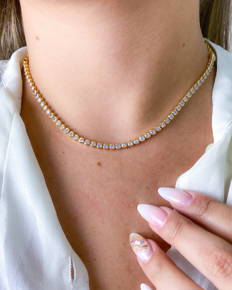 Colar Riviera Zircônias Redonda - Dourado - Áurea Acessórios