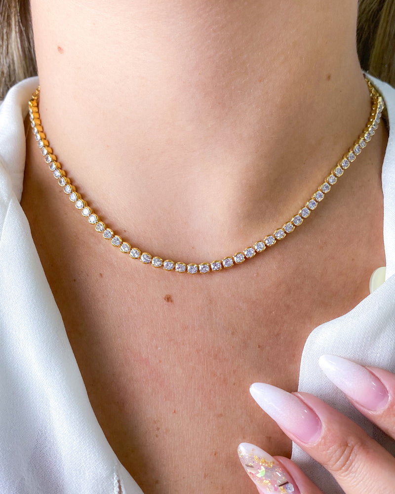 Colar Riviera Zircônias Redonda - Dourado - Áurea Acessórios