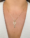 Colar Pingente Chave Coração - Semijoia Banhado em Ouro 18k