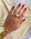 Anel Pérola Orgânica - Semijoia Banhado em Ouro 18k