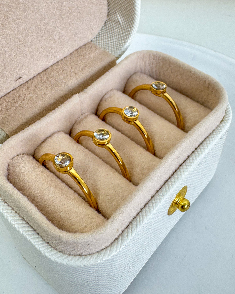 Anel Solitário Simple Aço Inox - Semijoia Folheada a Ouro 18k