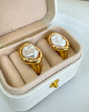 Anel Pérola Orgânica - Semijoia Banhado em Ouro 18k