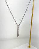 Colar Barra Aço + 2 Nomes ou Frase Personalizada 3D - Semijoia Banhado a Prata