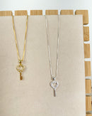 Colar Pingente Chave Coração - Semijoia Banhado em Ouro 18k