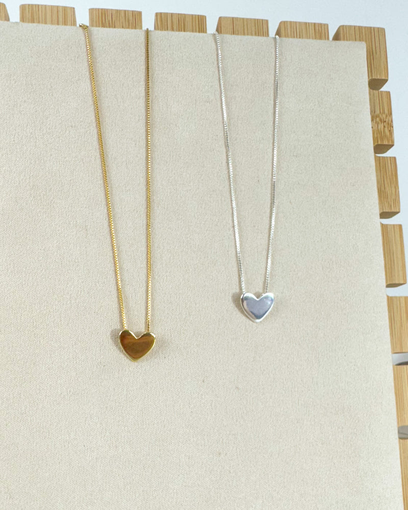 Colar Pingente Coração Liso - Semijoia Banhado em Ouro 18k