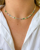 Colar Choker Riviera Colorida - Semijoia Folheada em Prata