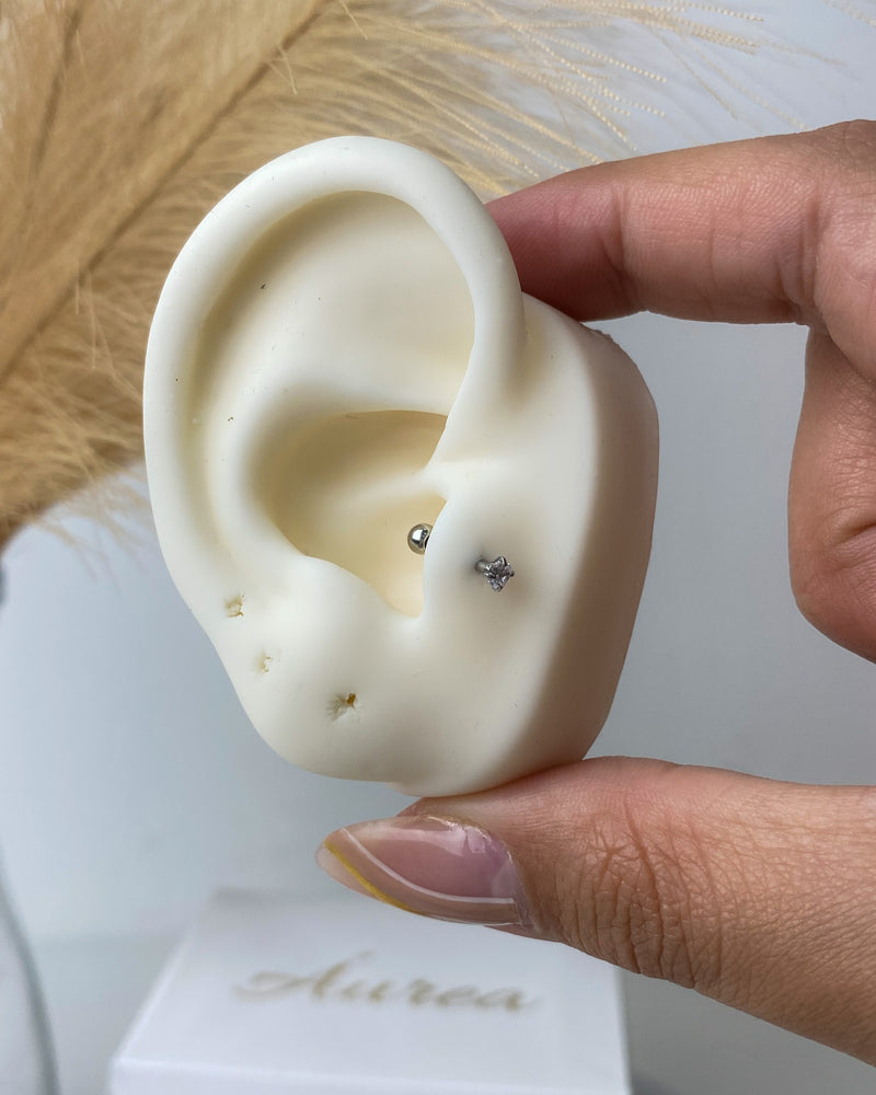 Piercing Tragus Flat Ponto de Luz Aço Inoxidável - Áurea Acessórios