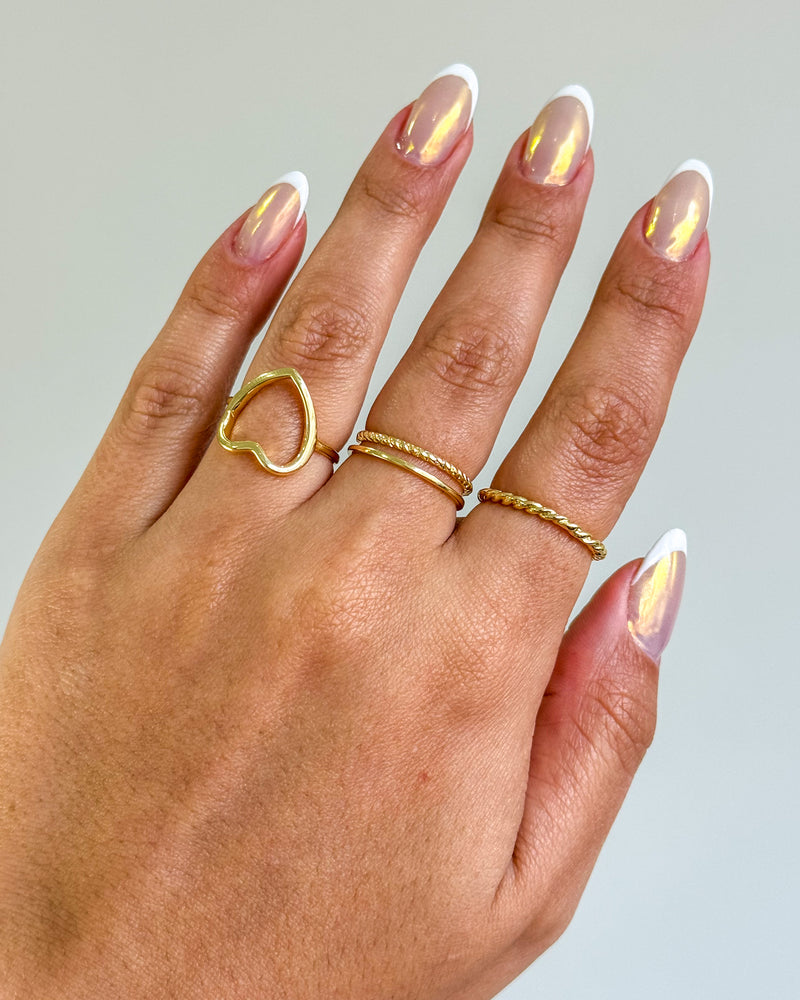 Kit Anéis Reguláveis Romântico - Semijoia Banhado em Ouro 18k