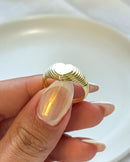 Anel Regulável Canelado Coração - Semijoia Banhado em Ouro 18k