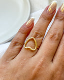 Anel Regulável Coração Vazado - Semijoia Banhado em Ouro 18k