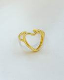 Anel Regulável Coração Vazado - Semijoia Banhado em Ouro 18k