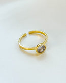 Anel Regulável Solitário Redondo - Semijoia Banhado em Ouro 18k