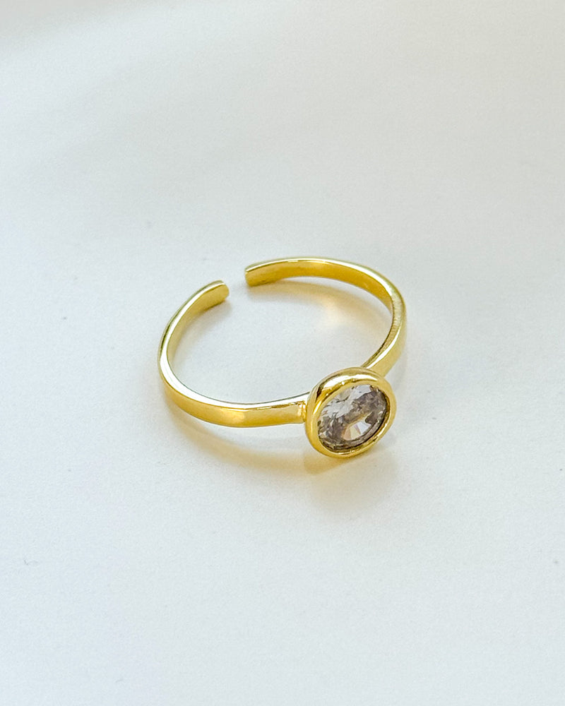 Anel Regulável Solitário Redondo - Semijoia Banhado em Ouro 18k