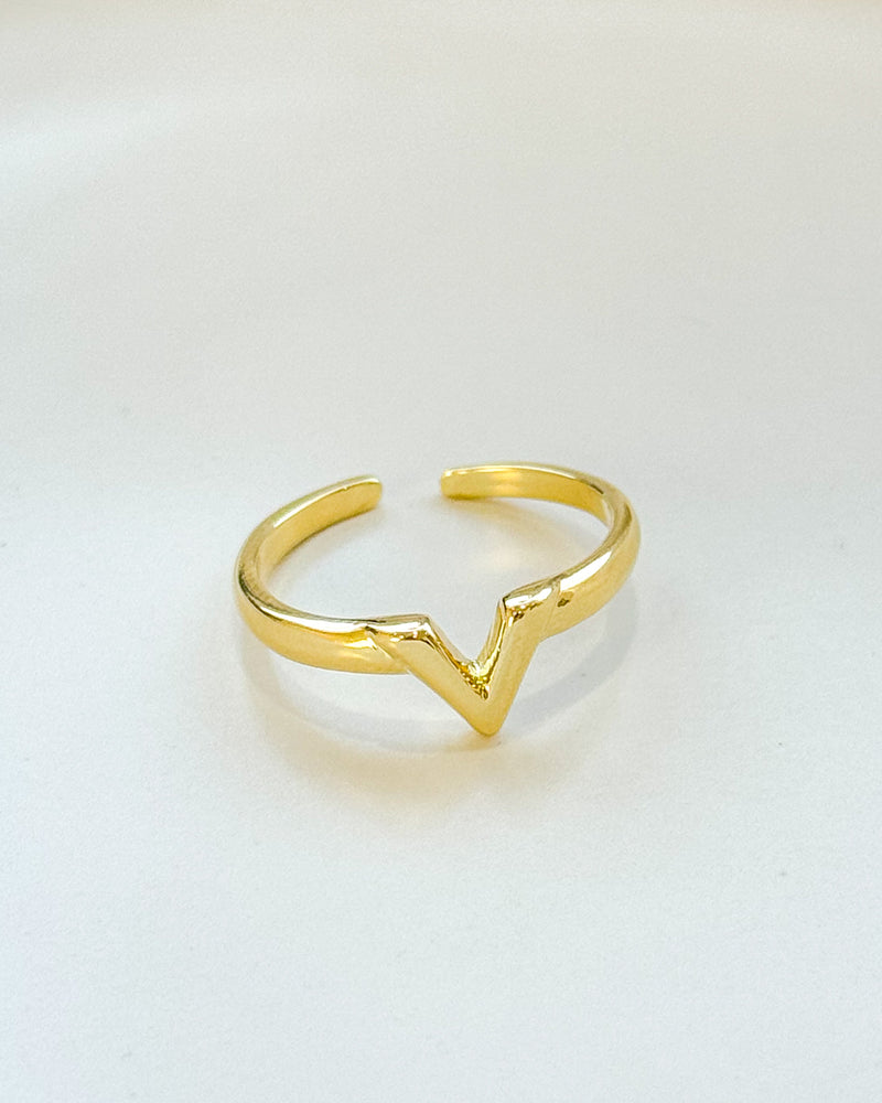 Anel Regulável V - Semijoia Banhado em Ouro 18k