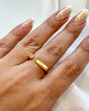 Anel Regulável Quadrado com Pedrinha - Semijoia Banhado em Ouro 18k