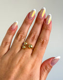 Anel Regulável 3 Esferas - Semijoia Banhado em Ouro 18k