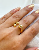 Anel Regulável 3 Esferas - Semijoia Banhado em Ouro 18k