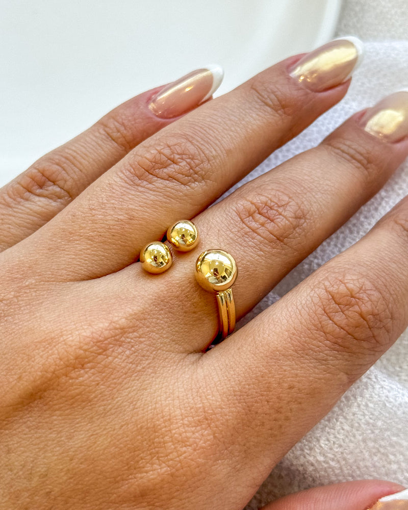 Anel Regulável 3 Esferas - Semijoia Banhado em Ouro 18k
