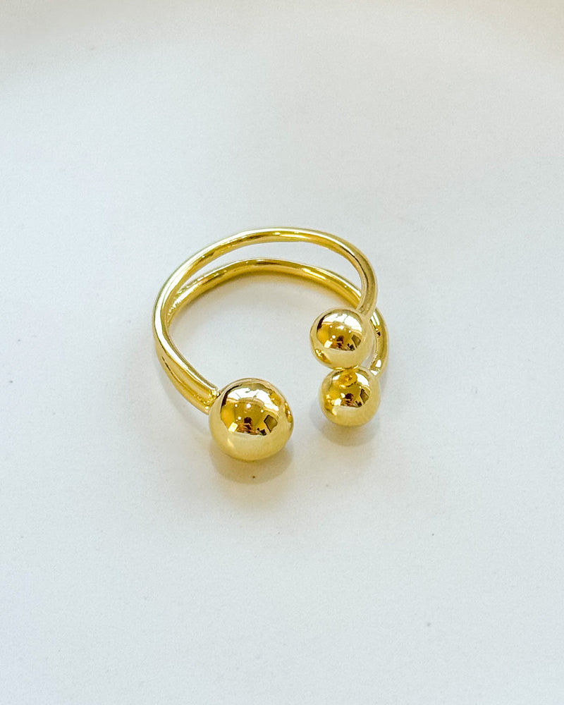 Anel Regulável 3 Esferas - Semijoia Banhado em Ouro 18k