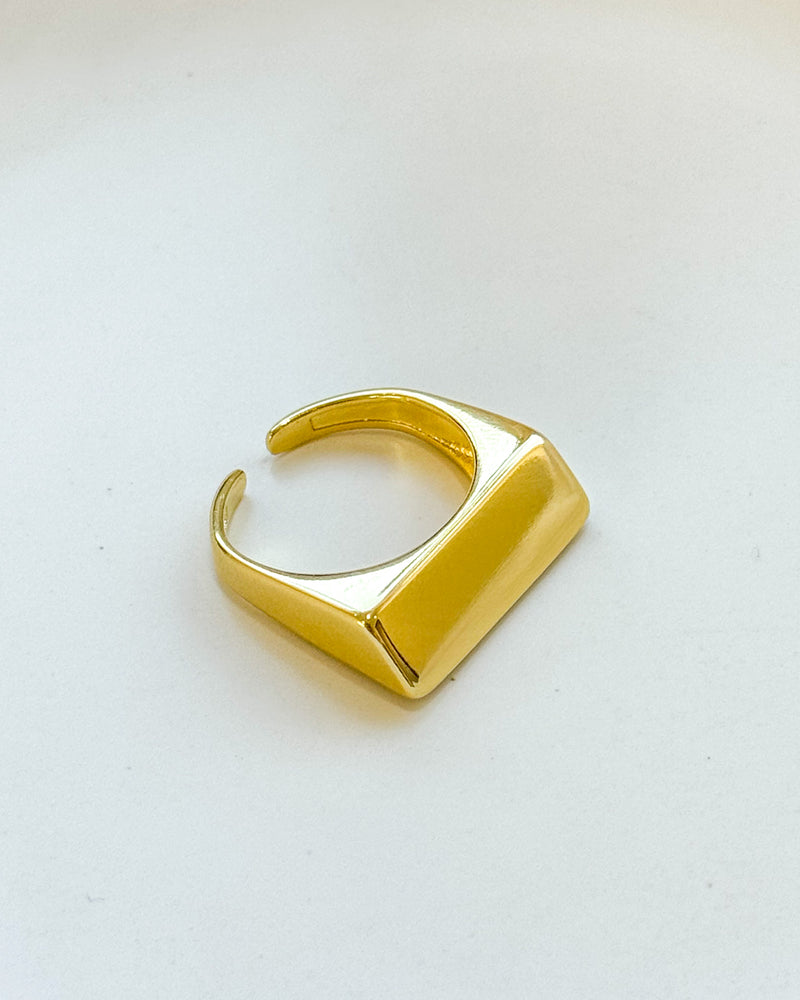 Anel Regulável Base Quadrada - Semijoia Banhado em Ouro 18k