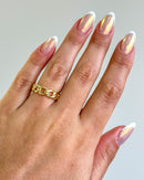 Anel Regulável Elos Vazados - Semijoia Banhado em Ouro 18k