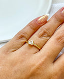 Anel Regulável Solitário Coração - Semijoia Banhado em Ouro 18k