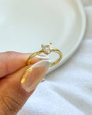 Anel Regulável Solitário Coração - Semijoia Banhado em Ouro 18k